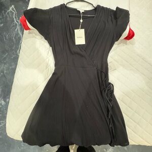 Bohme Black Wrap Midi Dress